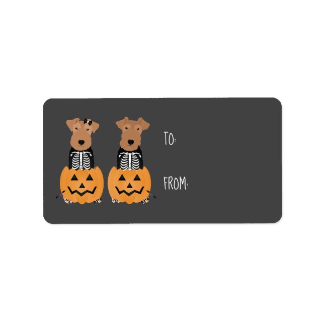 Welsh Terrier Dog Halloween Skeleton Costume Label (Front)
