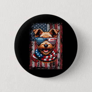 Welsh Terrier Dog Lover Us Flag 4th Of July Patrio 6 Cm Round Badge