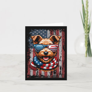 Welsh Terrier Dog Lover Us Flag 4th Of July Patrio Card