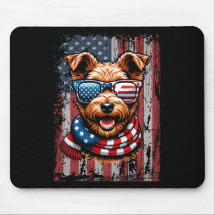 Welsh Terrier Dog Lover Us Flag 4th Of July Patrio Mouse Pad