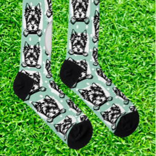 Welsh Terrier Green Puppy Personalised Theme Sock