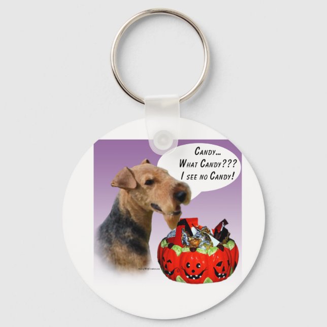 Welsh Terrier Halloween Candy Key Ring (Front)