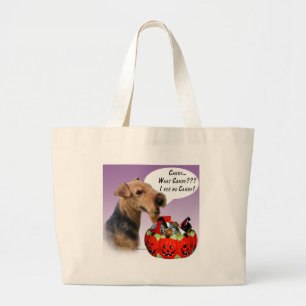 Welsh Terrier Halloween Candy Large Tote Bag