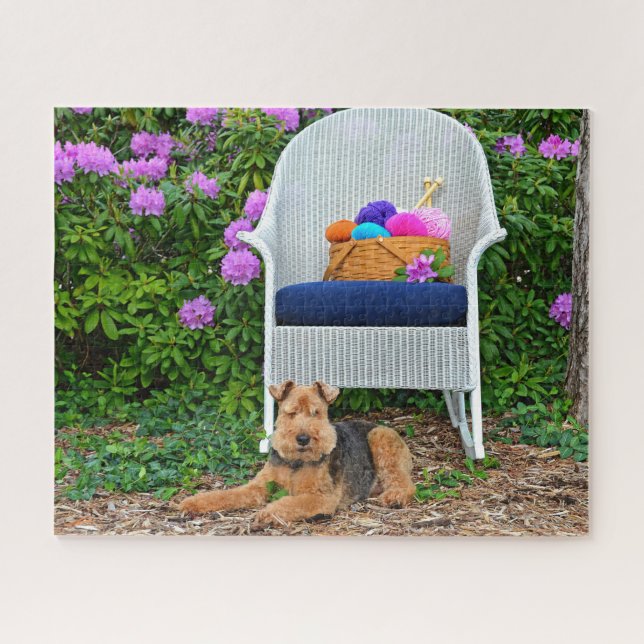Welsh Terrier In Garden Jigsaw Puzzle (Horizontal)