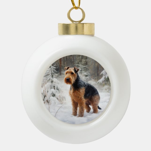 Welsh Terrier Let It Snow Christmas  Ceramic Ball Christmas Ornament (Front)