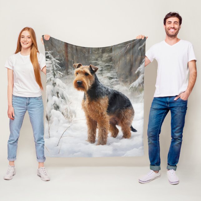 Welsh Terrier Let It Snow Christmas  Fleece Blanket (In Situ)