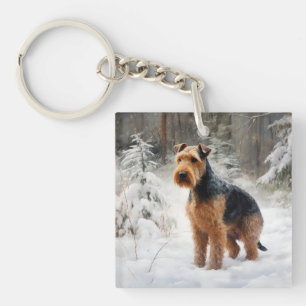 Welsh Terrier Let It Snow Christmas Key Ring