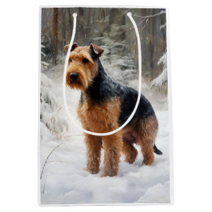 Welsh Terrier Let It Snow Christmas Medium Gift Bag