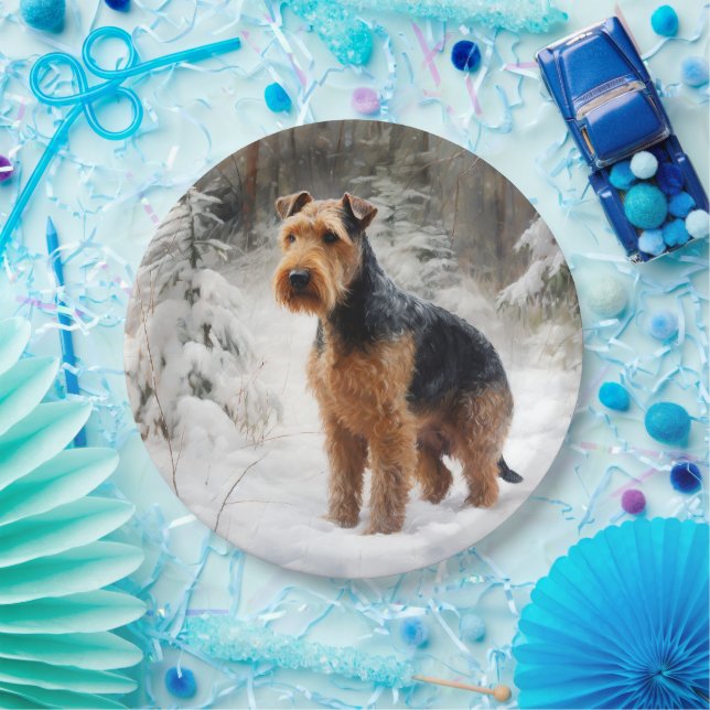 Welsh Terrier Let It Snow Christmas  Paper Plate (Party)