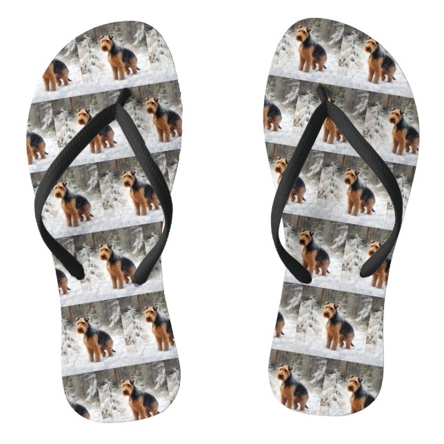 Welsh Terrier Let It Snow Christmas  Thongs (Footbed)