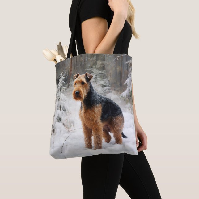 Welsh Terrier Let It Snow Christmas  Tote Bag (Close Up)