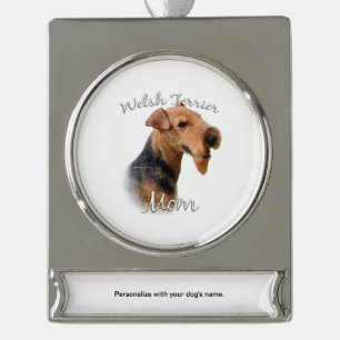 Welsh Terrier Mum 2 Silver Plated Banner Ornament