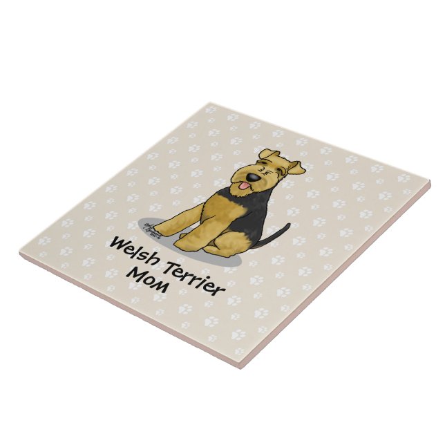 Welsh Terrier Mum Cute Dog Mum Ceramic Tile (Side)