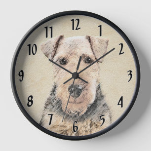 Welsh Terrier Painting - Cute Original Dog Art Clock