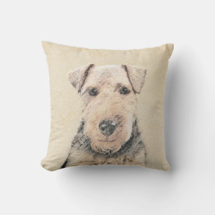 Welsh Terrier Painting - Cute Original Dog Art Cushion