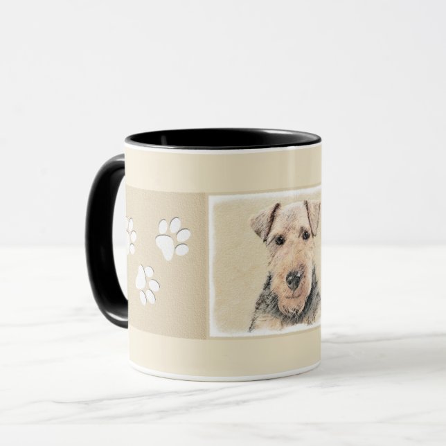Welsh Terrier Painting - Cute Original Dog Art Mug (Front Left)