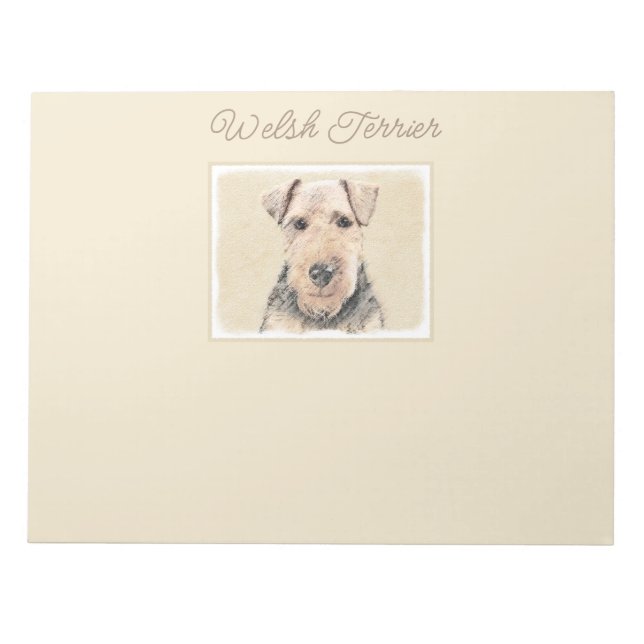 Welsh Terrier Painting - Cute Original Dog Art Not Notepad (Front)