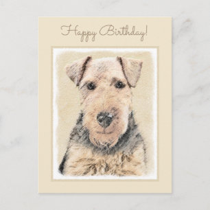 Welsh Terrier Painting - Cute Original Dog Art Postcard