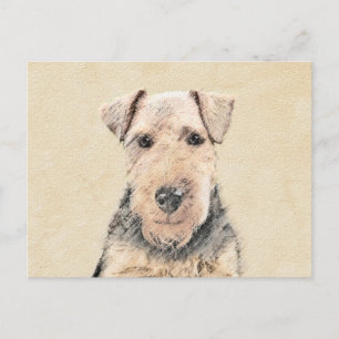 Welsh Terrier Painting - Cute Original Dog Art Postcard