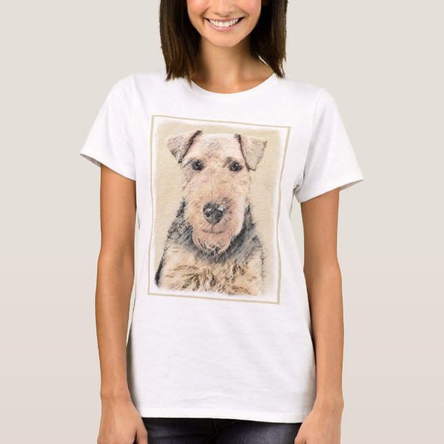 Welsh Terrier Painting - Cute Original Dog Art T-Shirt (Front)