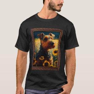 Welsh Terrier Painting Sunflower Flower Mum Women T-Shirt