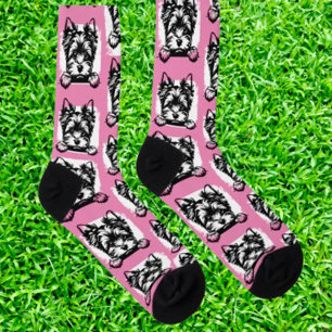 Welsh Terrier Pink Puppy Personalised Theme Socks