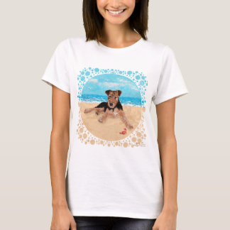 Welsh Terrier Pup at Beach T-Shirt