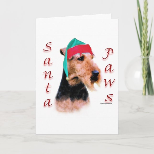 Welsh Terrier Santa Paws Holiday Card (Front)