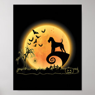 Welsh Terrier Scary And Moon Dog Funny Halloween Poster