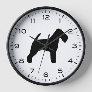 Welsh Terrier Silhouette with Numbers and Minutes Clock