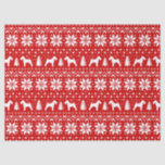 Welsh Terrier Silhouettes Christmas Pattern Red Tissue Paper<br><div class="desc">Festive Red and White Christmas Sweater Style Pattern with Welshie Silhouettes</div>