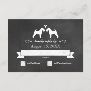 Welsh Terrier Silhouettes Wedding RSVP Reply