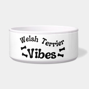 Welsh Terrier Vibes Ceramic Dog Bowl 
