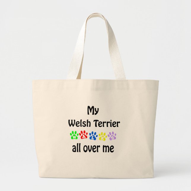 Welsh Terrier Walks Design Large Tote Bag (Front)