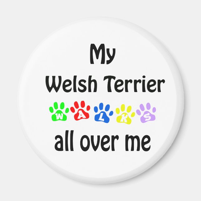 Welsh Terrier Walks Design Magnet (Front)