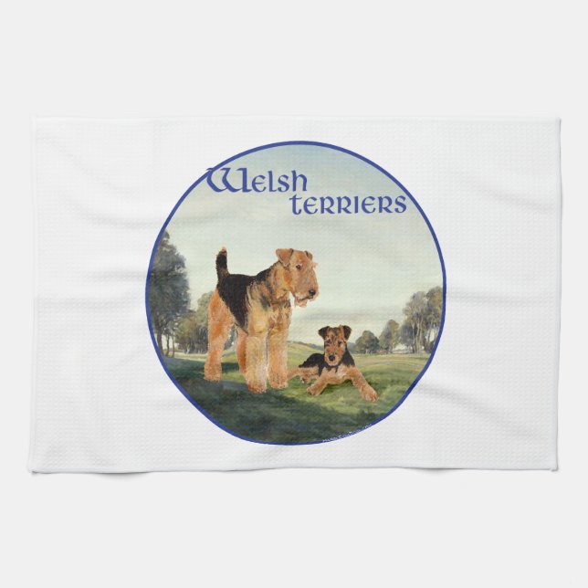Welsh Terriers Tea Towel (Horizontal)