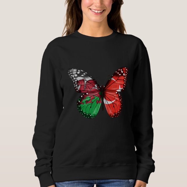 Welsh Turkish Flag Butterfly Sweatshirt (Front)