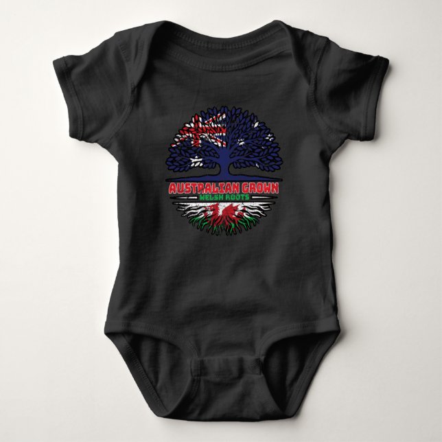 Welsh Wales Australian Australia Tree Roots Flag Baby Bodysuit (Front)