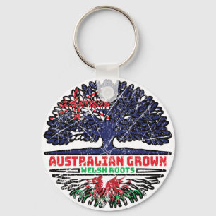 Welsh Wales Australian Australia Tree Roots Flag Key Ring