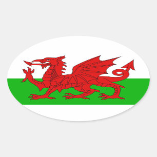 Welsh / Wales Flag - Cymru High Quality Image Oval Sticker