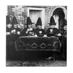 Welsh Witches Having Tea Crone Teatime   Ceramic Tile