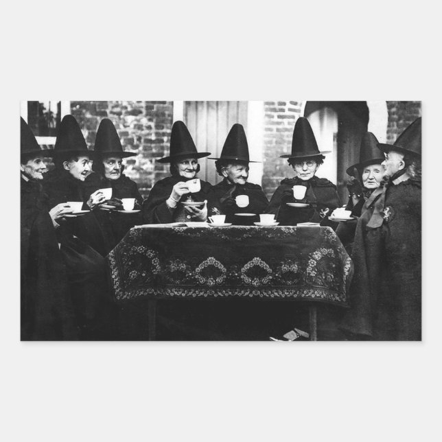 Welsh Witches Having Tea Crone Teatime   Rectangular Sticker (Front)