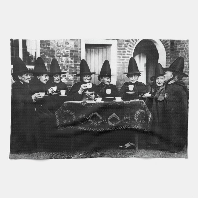 Welsh Witches Having Tea Crone Teatime           Tea Towel (Horizontal)