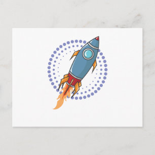 Weltall Rakete Raumschiff Comic Flugkörper Postcard