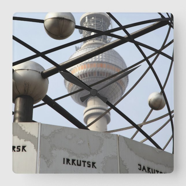 Weltzeituhr Fernsehturm Berlin Square Wall Clock (Front)