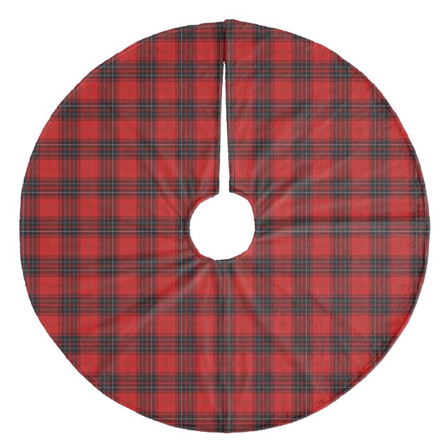 Wemyss tartan red black plaid fleece tree skirt (Front)