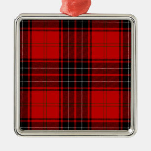 Wemyss tartan red black plaid metal tree decoration