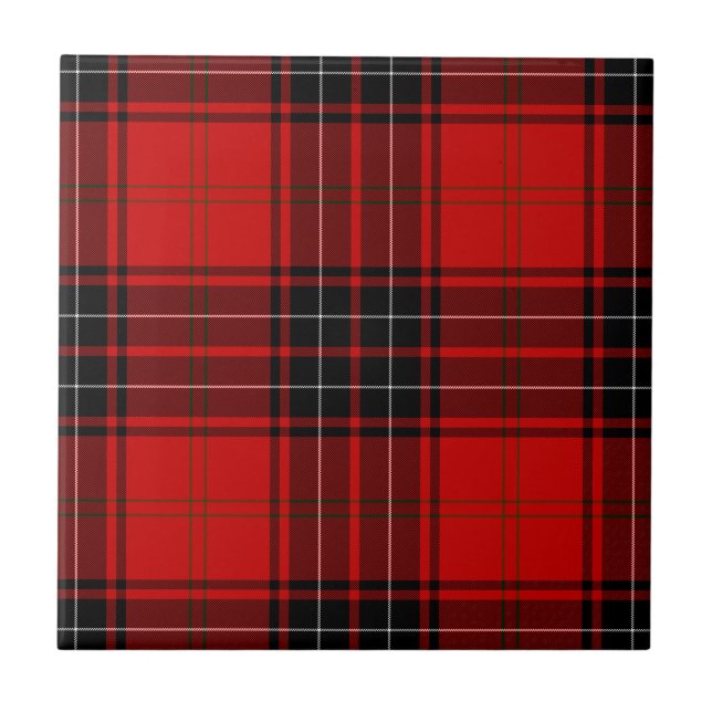 Wemyss tartan red black plaid tile (Front)