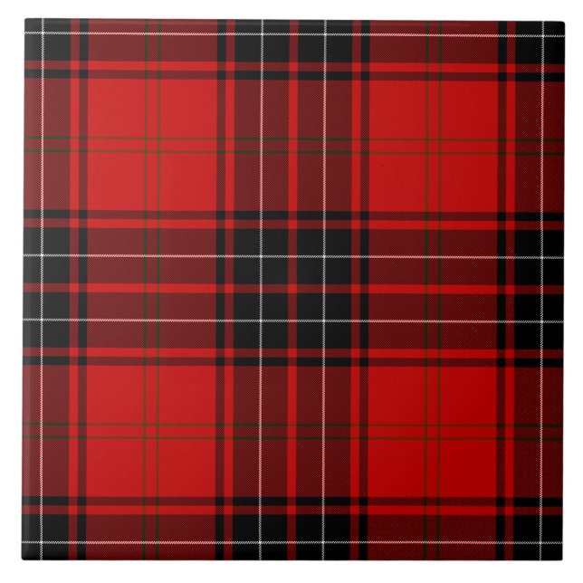 Wemyss tartan red black plaid tile (Front)