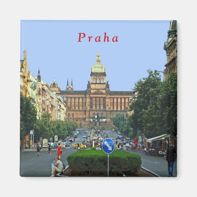 Wenceslas Square and the National Museum in Prague Magnet (Front)